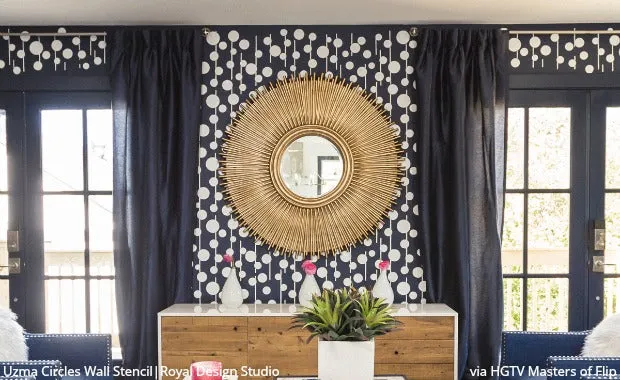 Uzma Circles Raven   Lily Wall Stencil