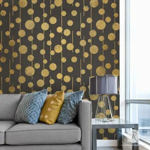 Uzma Circles Raven   Lily Wall Stencil