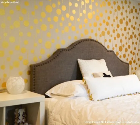 Uzma Circles Raven   Lily Wall Stencil