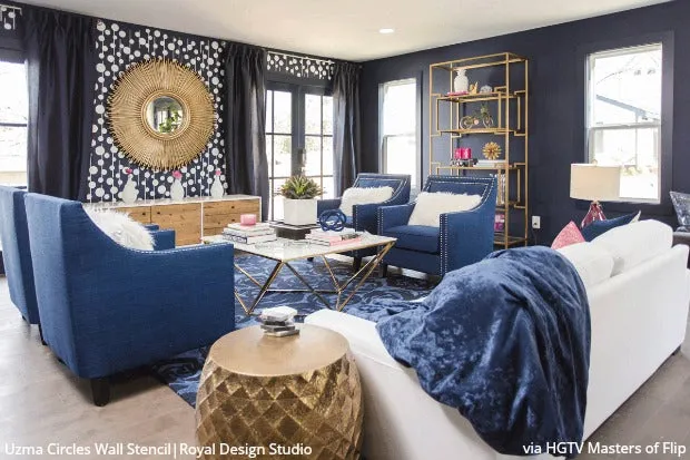 Uzma Circles Raven   Lily Wall Stencil