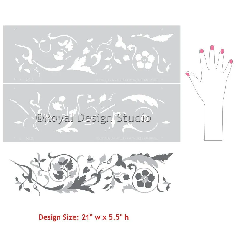 Venezia Floral Vine Alison Woolley Border Stencil