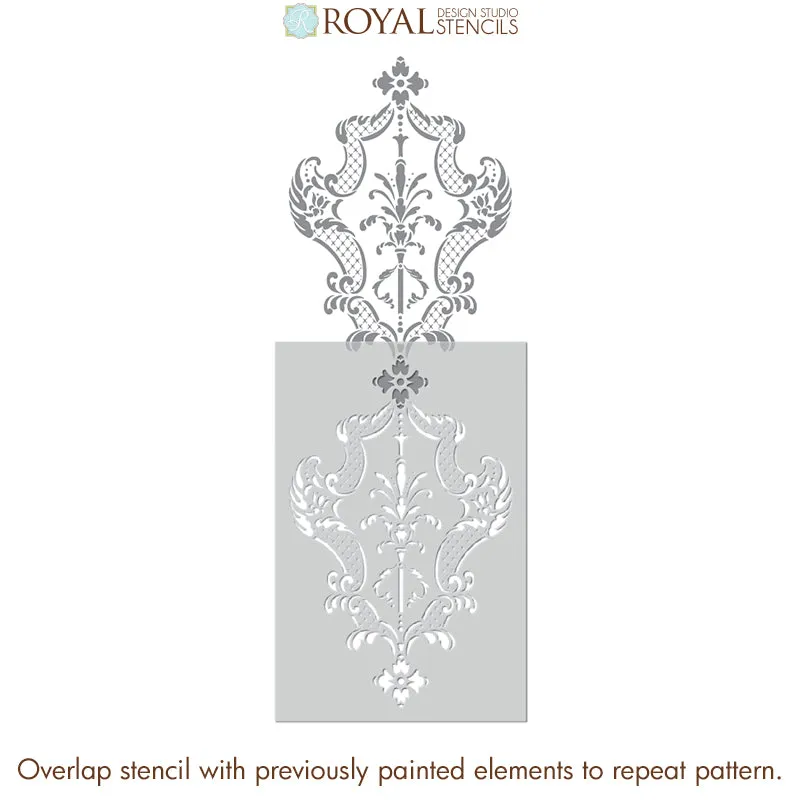 Villa Alison Woolley Damask Wall Stencil