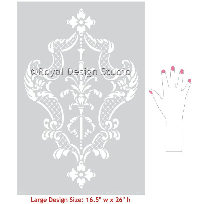 Villa Alison Woolley Damask Wall Stencil