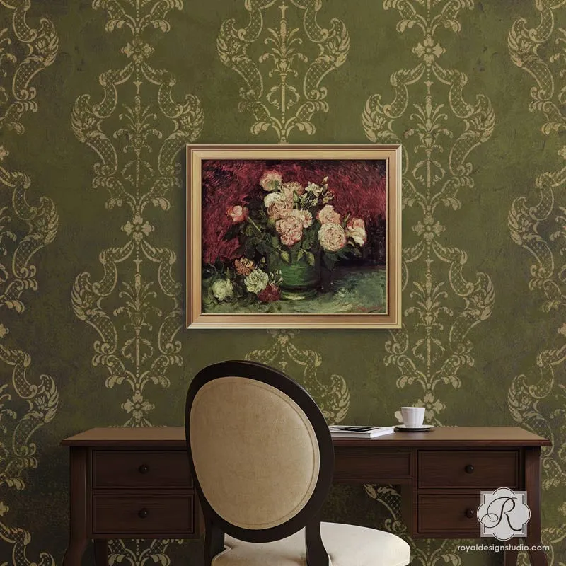 Villa Alison Woolley Damask Wall Stencil