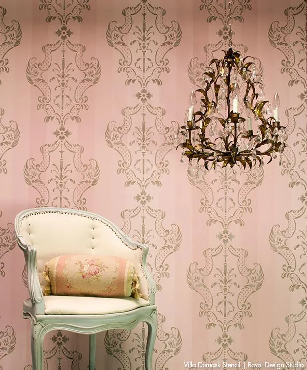 Villa Alison Woolley Damask Wall Stencil