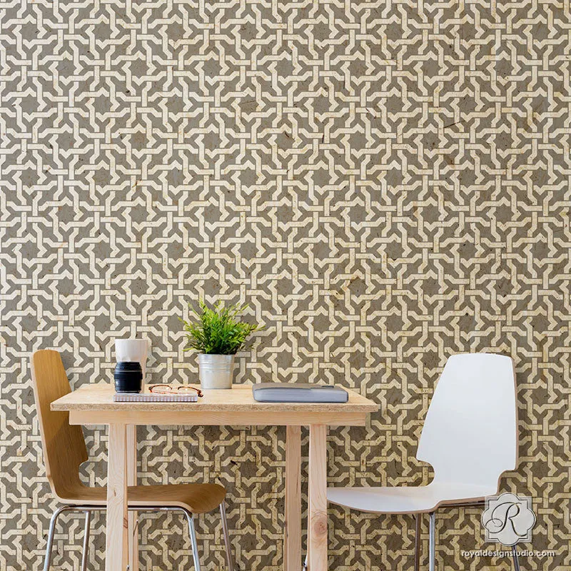 Woven Star Moroccan Wall Stencil