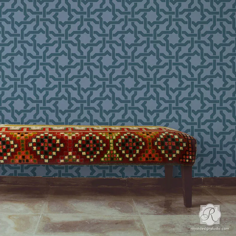 Woven Star Moroccan Wall Stencil
