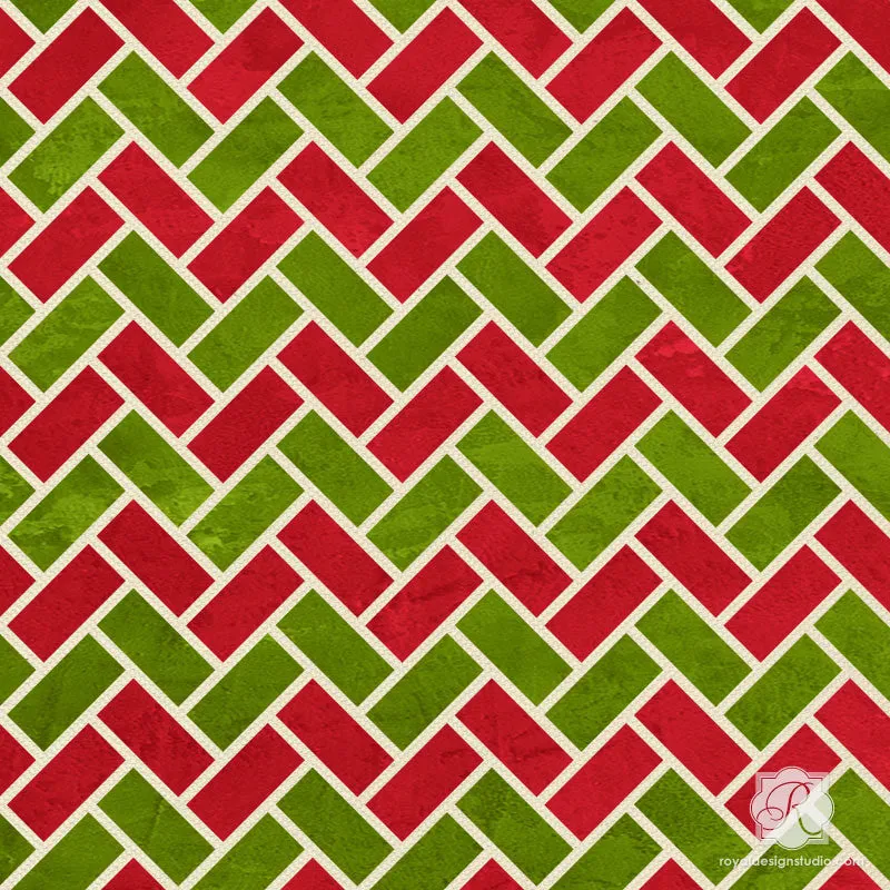 Zig Zag Tiles Moroccan Christmas Stencil